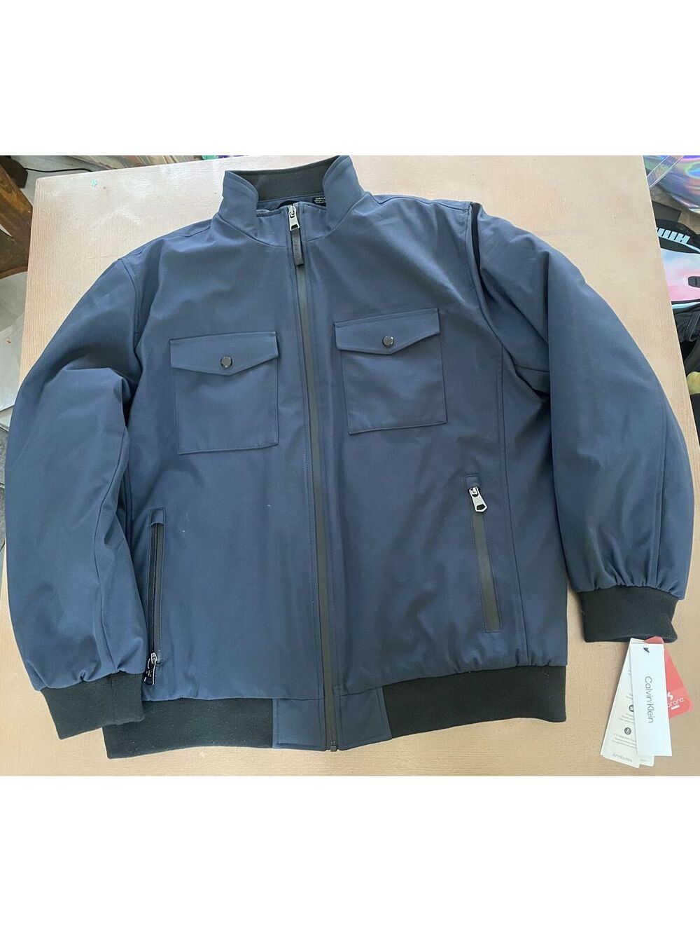 Calvin Klein Men's Navy Blue Bomber Jacket Size L